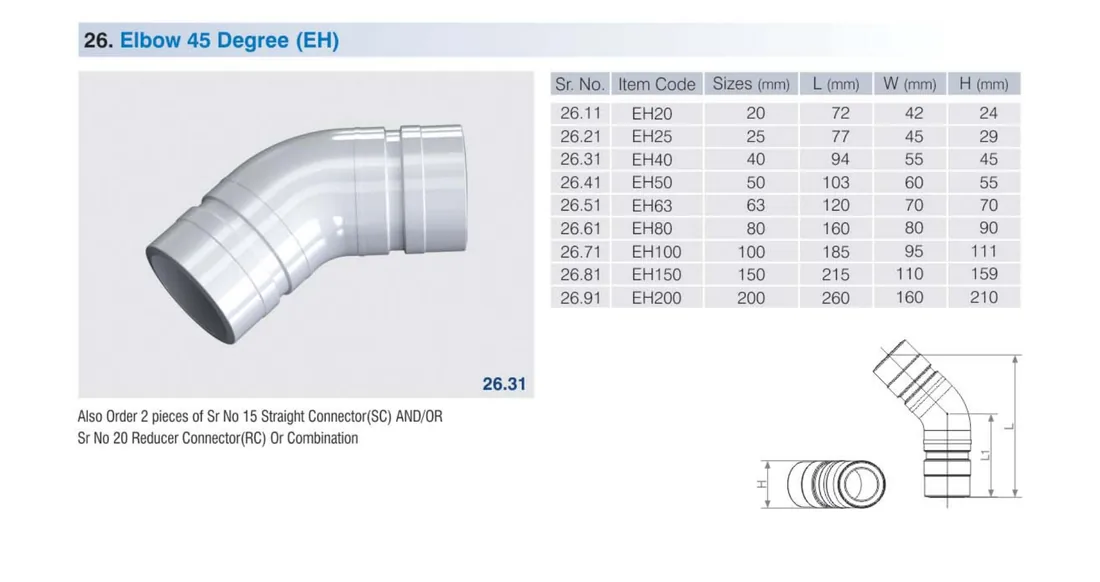 SecureAir 45 degree elbow body EH photo and drawing