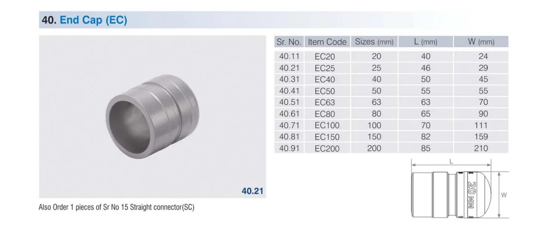 SecureAir end cap EC photo and drawing